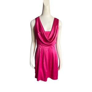 Kopa Women's Pink Cowl Neck Pleated Fit and Flare Dress‎ Size L
